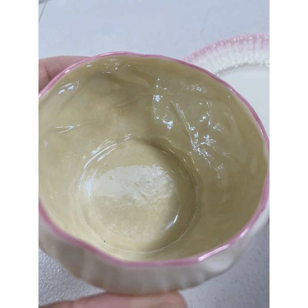 Antique Belleek Black Mark Pink Porcelain Cup & Saucer #770